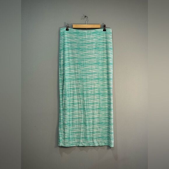 Green LOFT Outlet Striped Maxi Skirt Size L EUC - Picture 3 of 5
